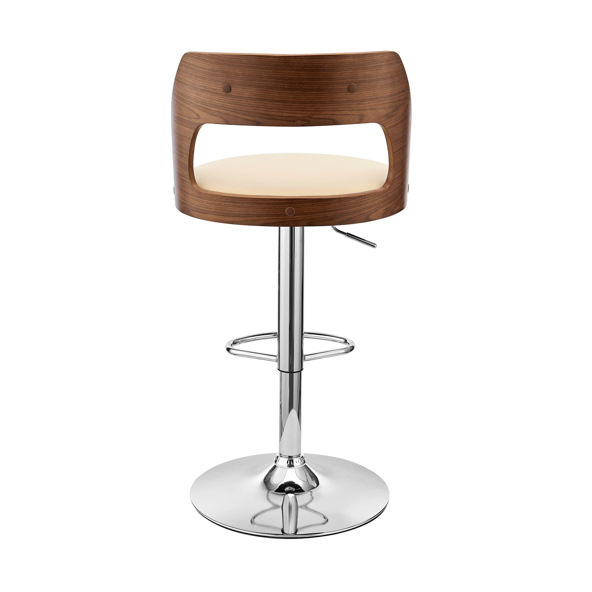 HomeRoots Cream Upholstered Chrome Base Adjustable Swivel Bar Stool