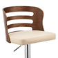 HomeRoots Cream Upholstered Chrome Base Adjustable Swivel Bar Stool