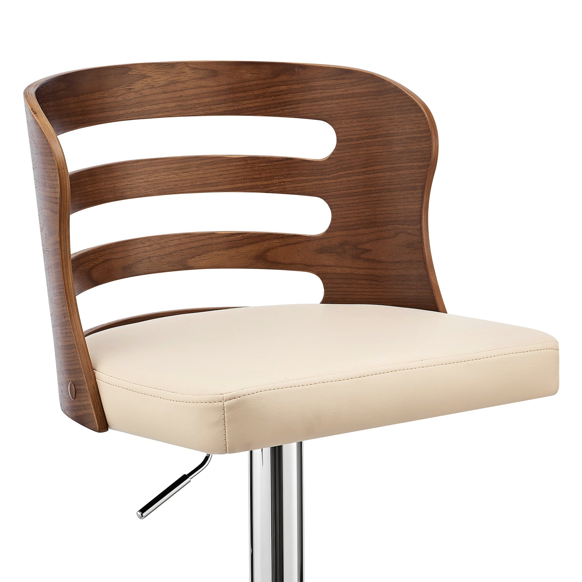 HomeRoots Cream Upholstered Chrome Base Adjustable Swivel Bar Stool