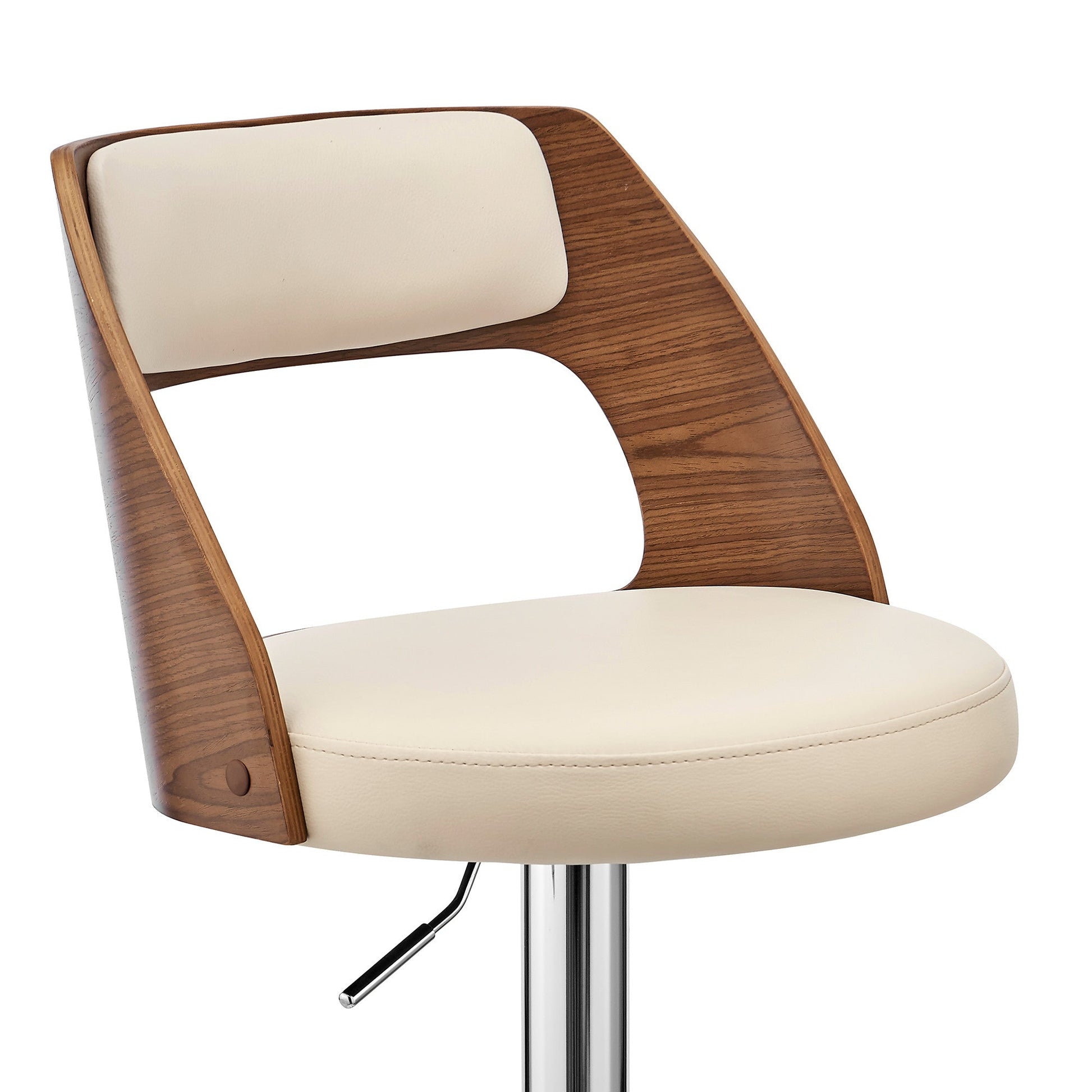 HomeRoots Cream Upholstered Chrome Base Adjustable Swivel Bar Stool