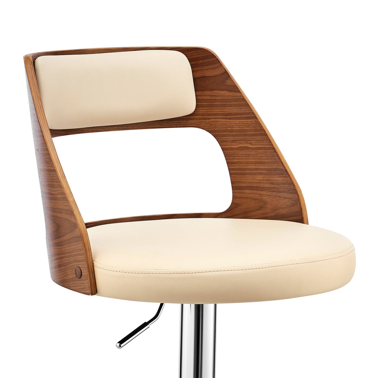 HomeRoots Cream Upholstered Chrome Base Adjustable Swivel Bar Stool