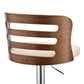 HomeRoots Cream Upholstered Chrome Base Adjustable Swivel Bar Stool