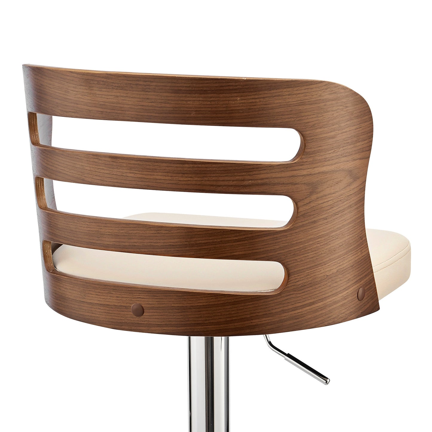 HomeRoots Cream Upholstered Chrome Base Adjustable Swivel Bar Stool