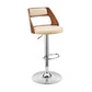 HomeRoots Cream Upholstered Chrome Base Adjustable Swivel Bar Stool