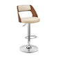 HomeRoots Cream Upholstered Chrome Base Adjustable Swivel Bar Stool