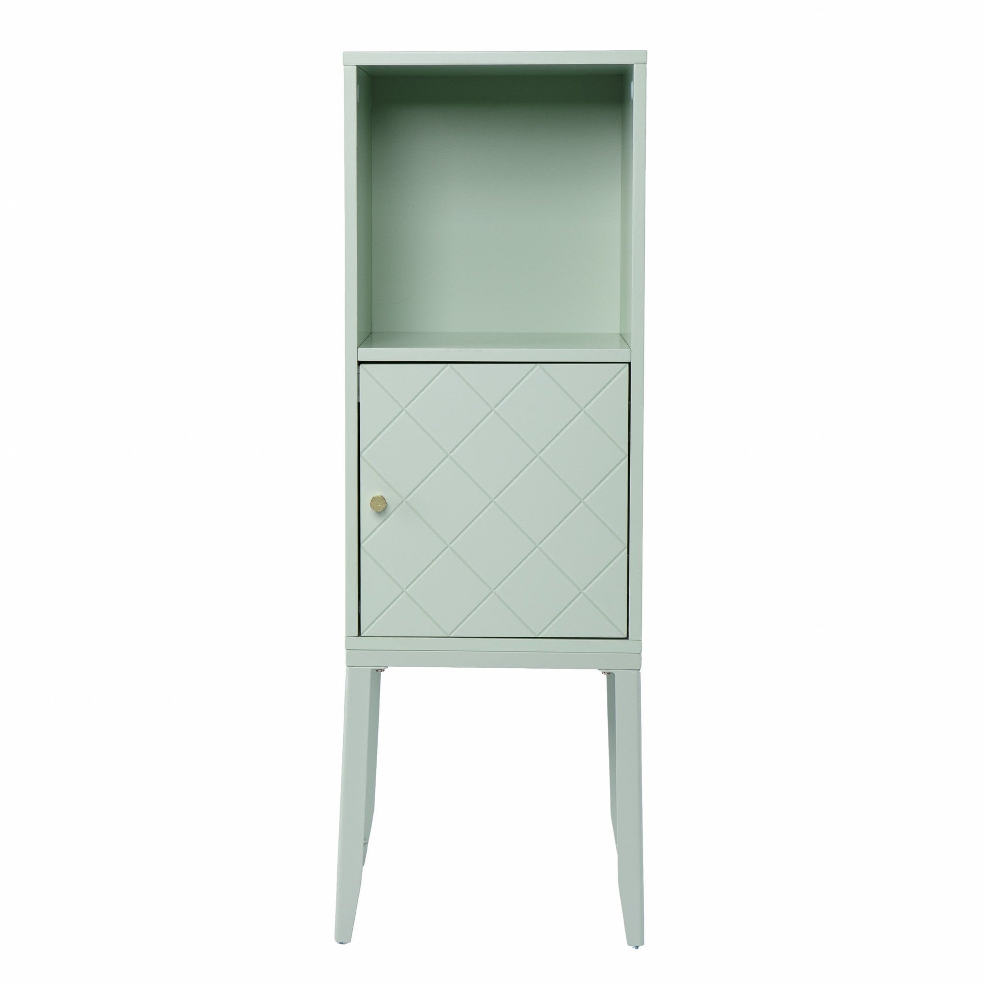 HomeRoots Crosshatch Accent Storage Cabinet in Pale Green Finish