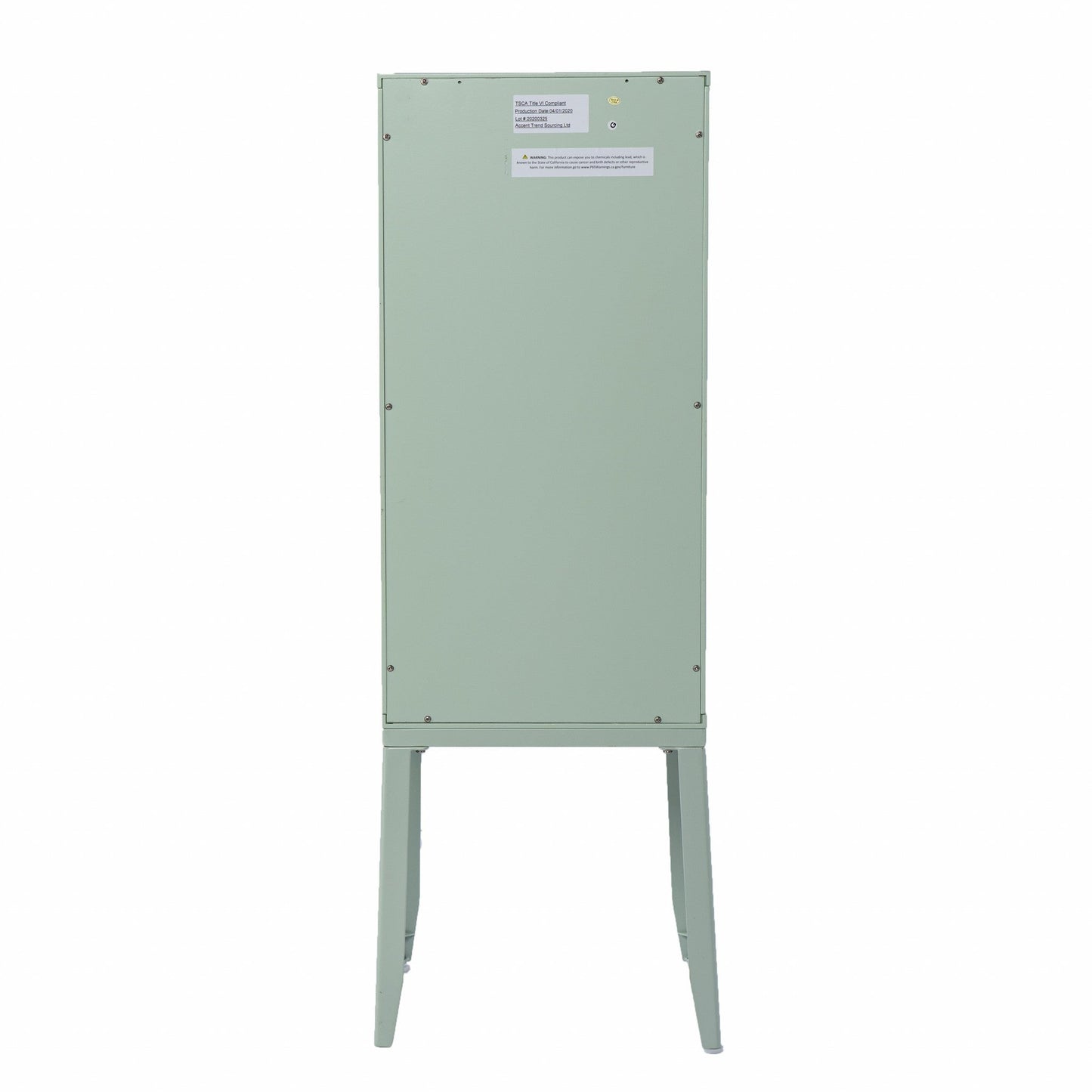 HomeRoots Crosshatch Accent Storage Cabinet in Pale Green Finish