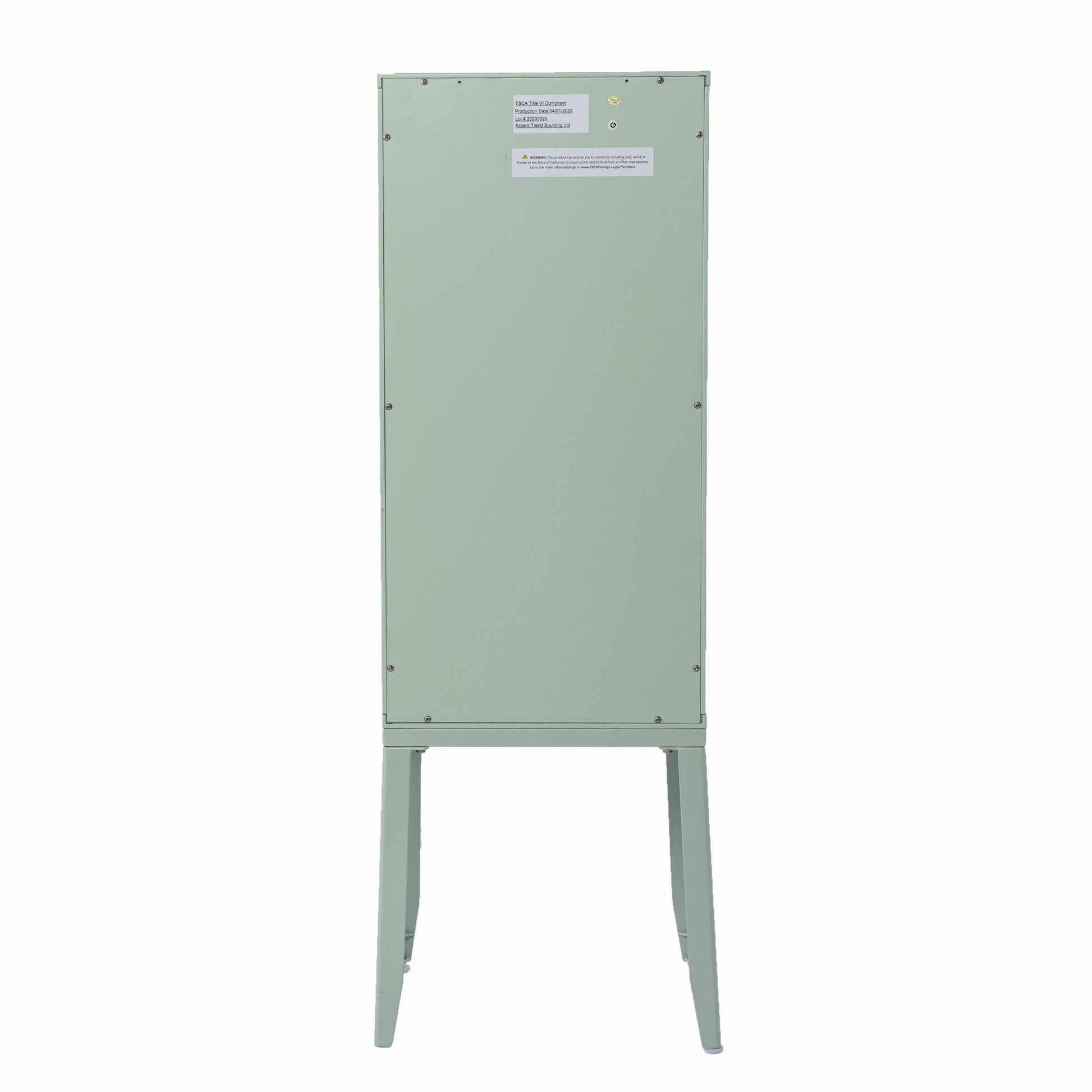 HomeRoots Crosshatch Accent Storage Cabinet in Pale Green Finish