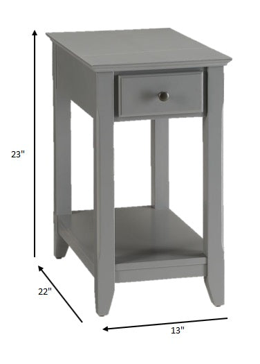 HomeRoots Cutie Compact Single Drawer End Table in Gray Finish