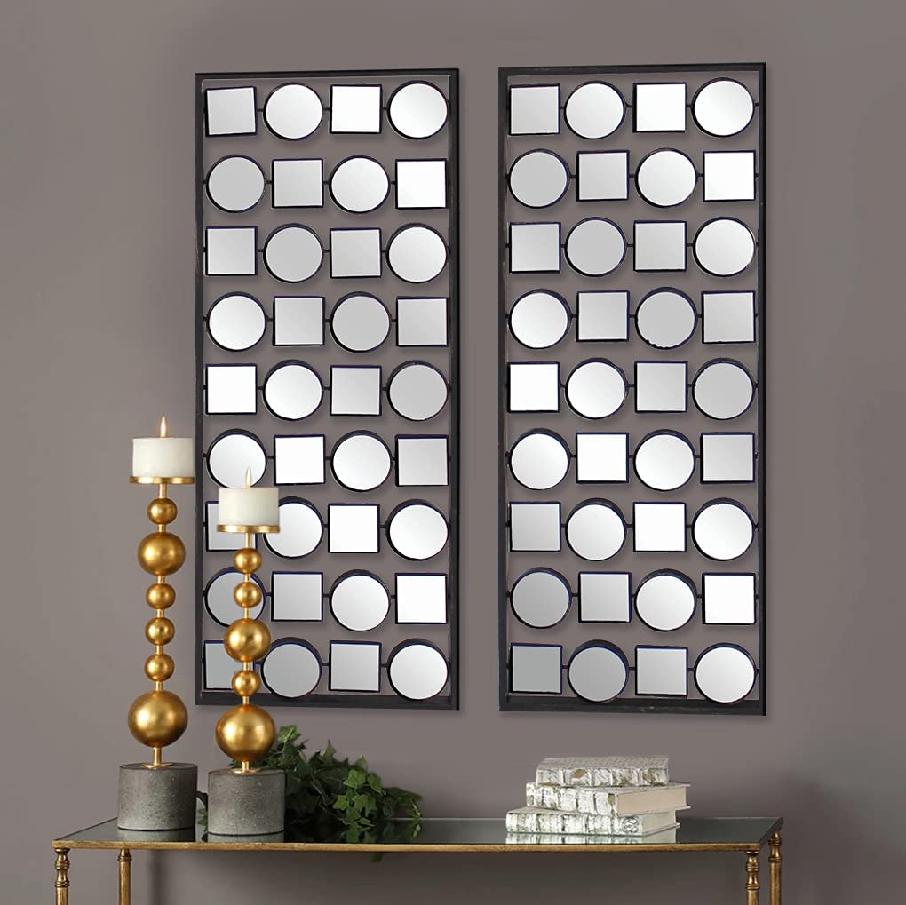 HomeRoots Dark Bronze Finish Mirrored Metal Wall Plaque Set