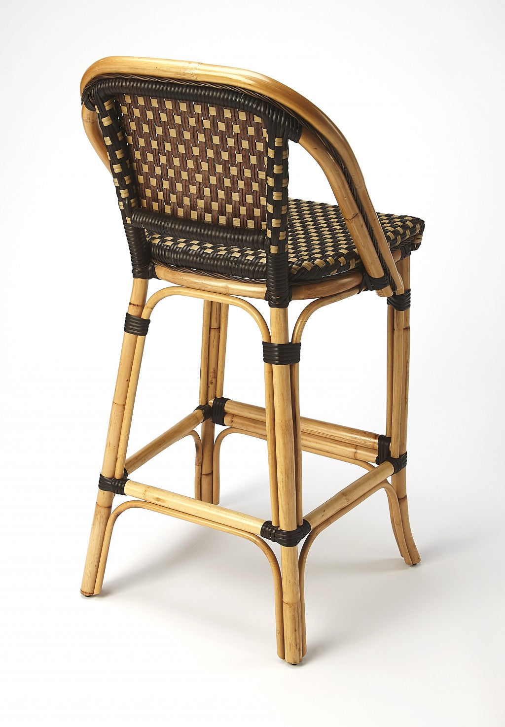 HomeRoots Dark Brown And Beige Rattan Bar Stool