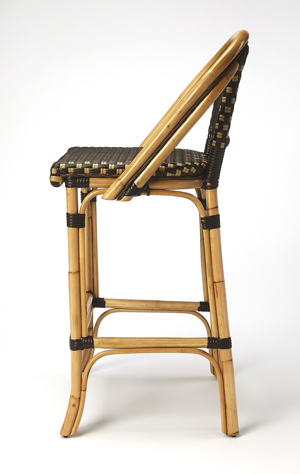 HomeRoots Dark Brown And Beige Rattan Bar Stool