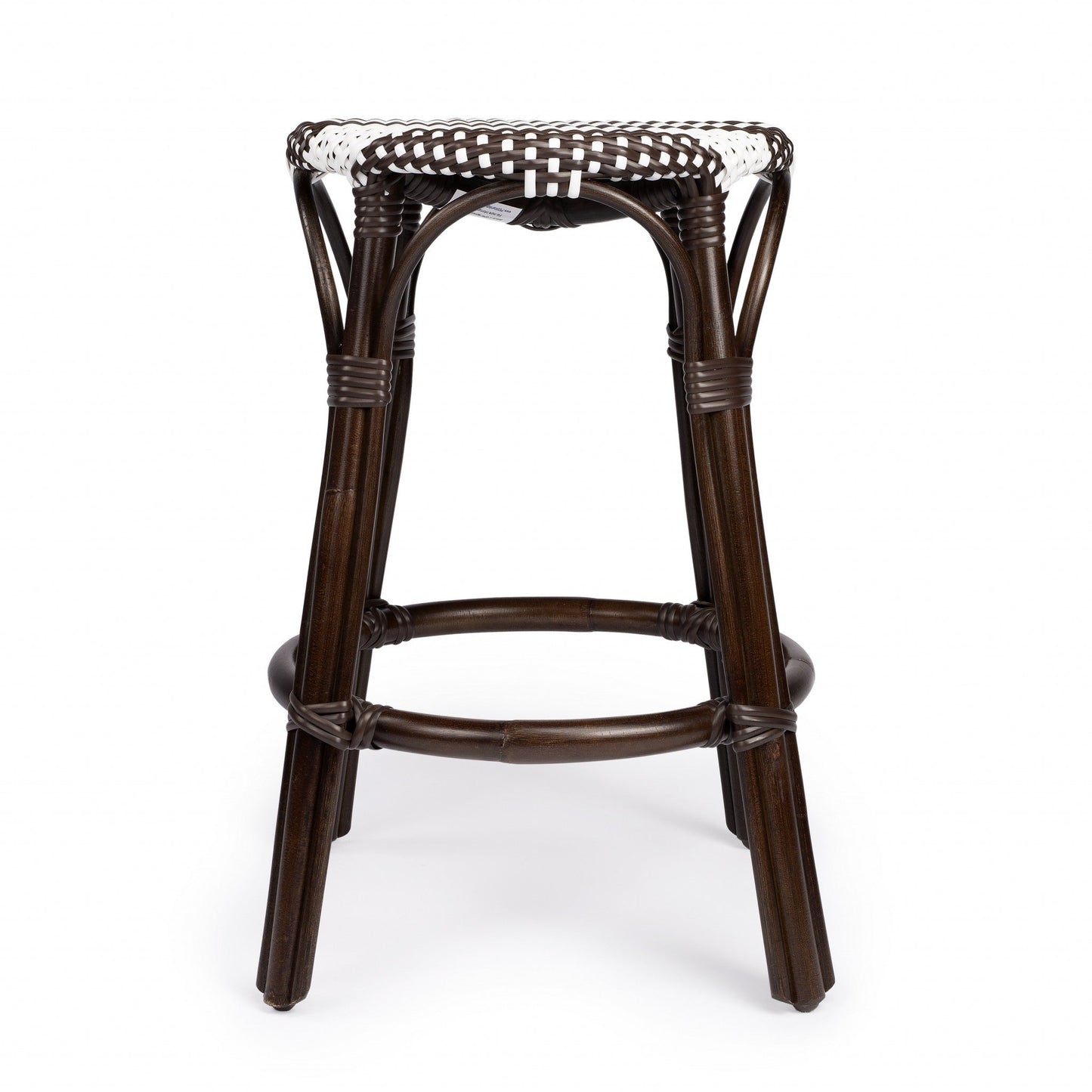 HomeRoots Dark Brown And White Rattan Counter Stool