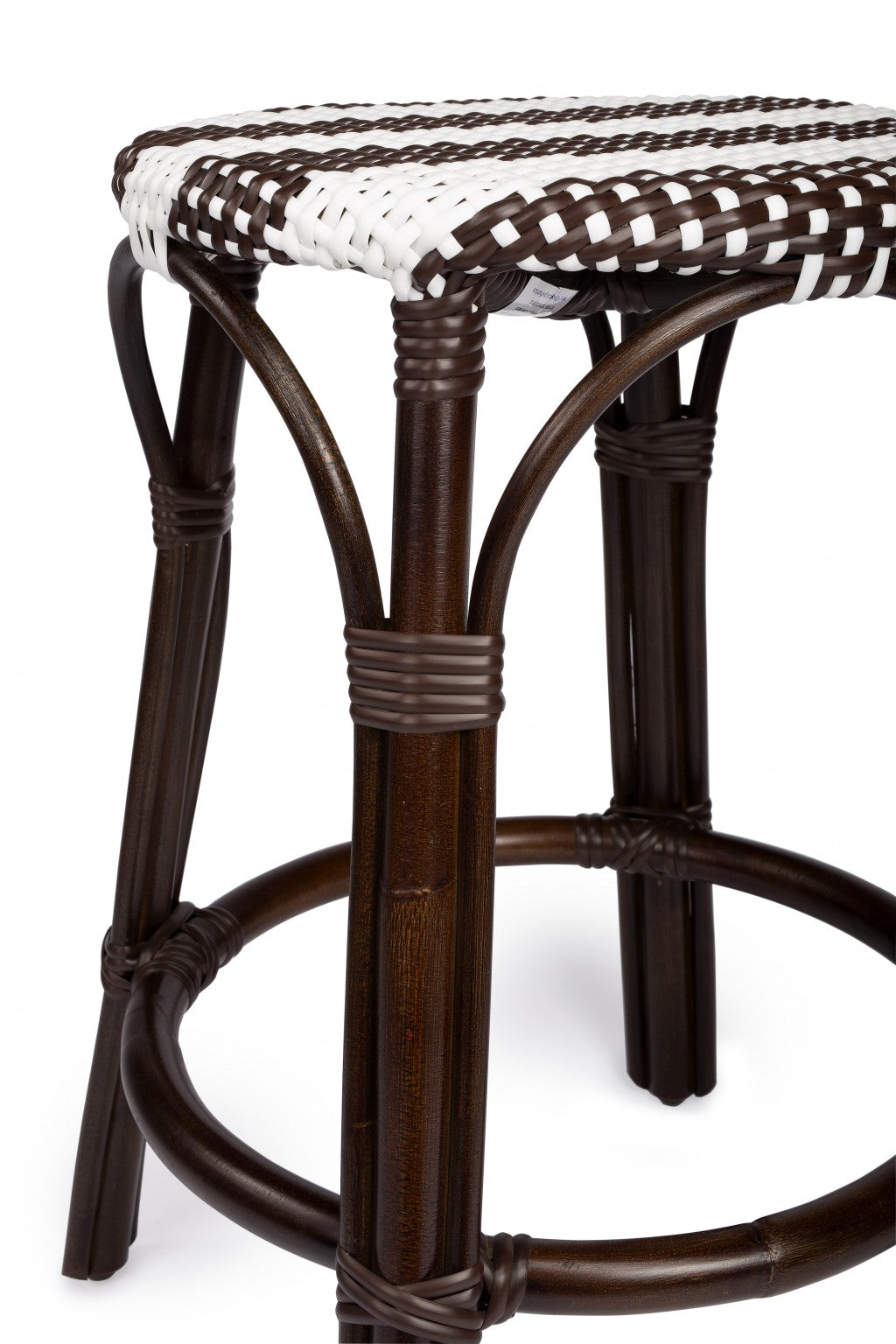 HomeRoots Dark Brown And White Rattan Counter Stool