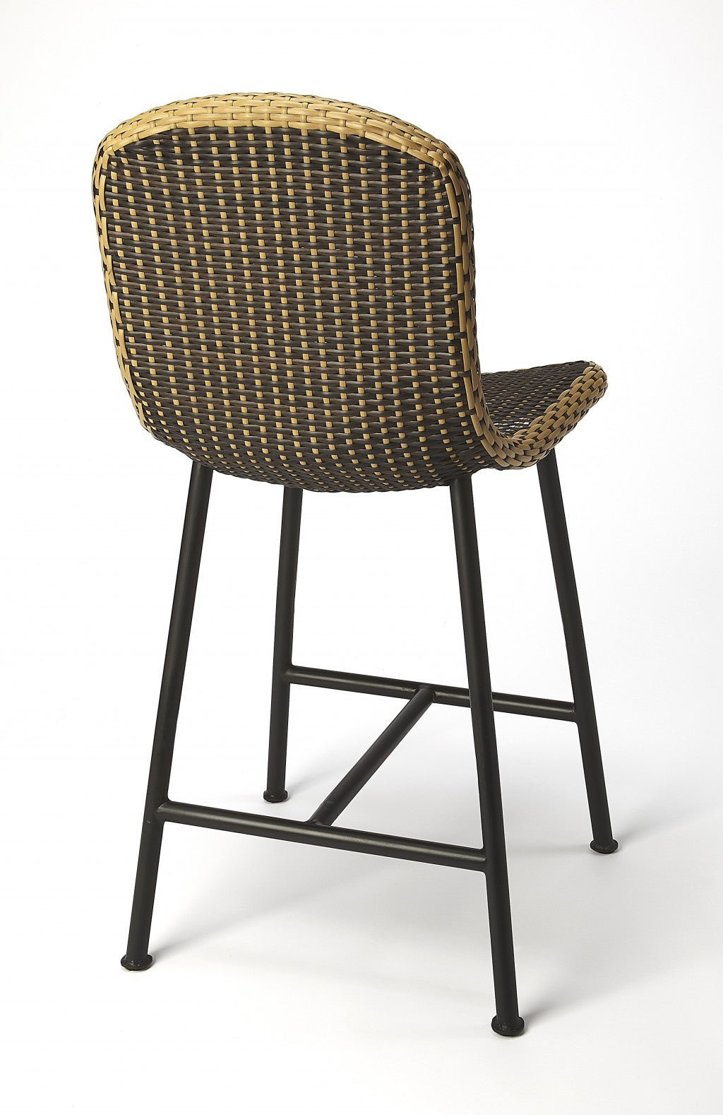 HomeRoots Dark Brown Rattan And Iron Pub Stool