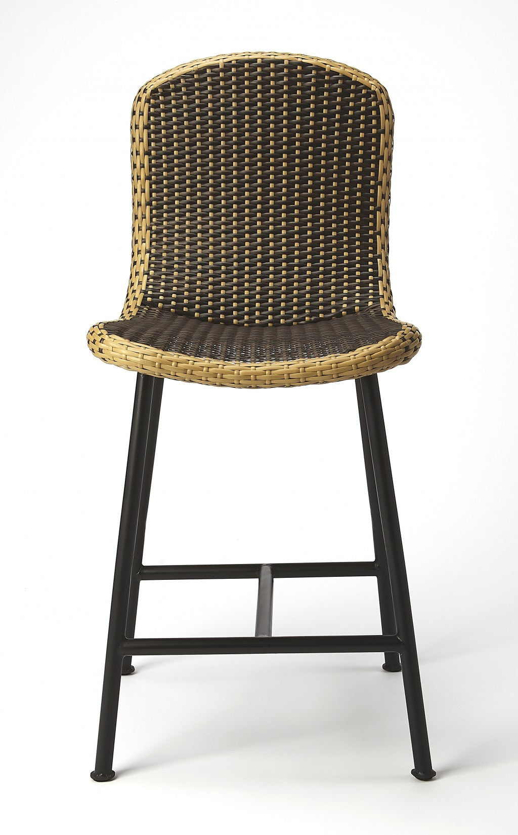 HomeRoots Dark Brown Rattan And Iron Pub Stool
