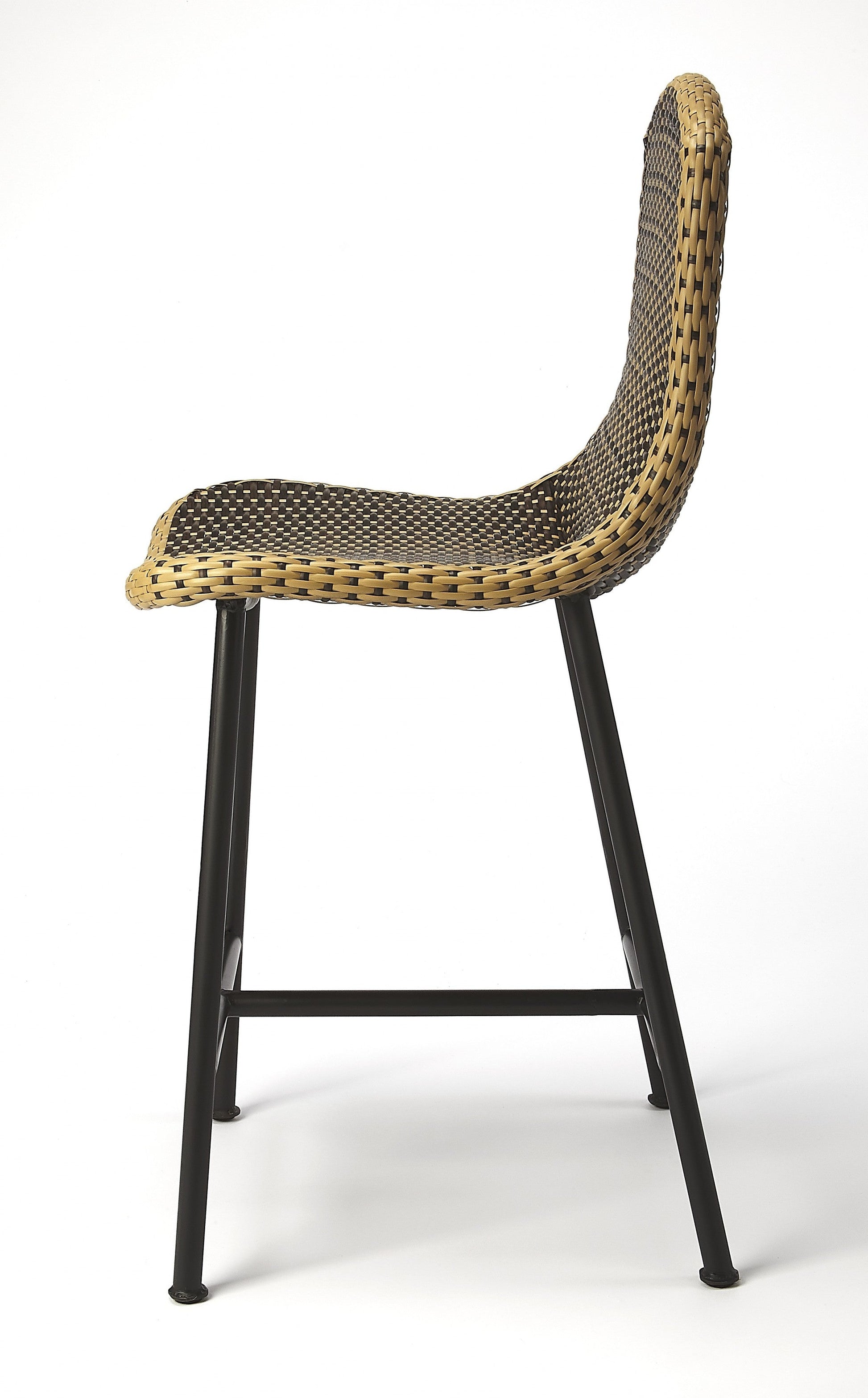 HomeRoots Dark Brown Rattan And Iron Pub Stool
