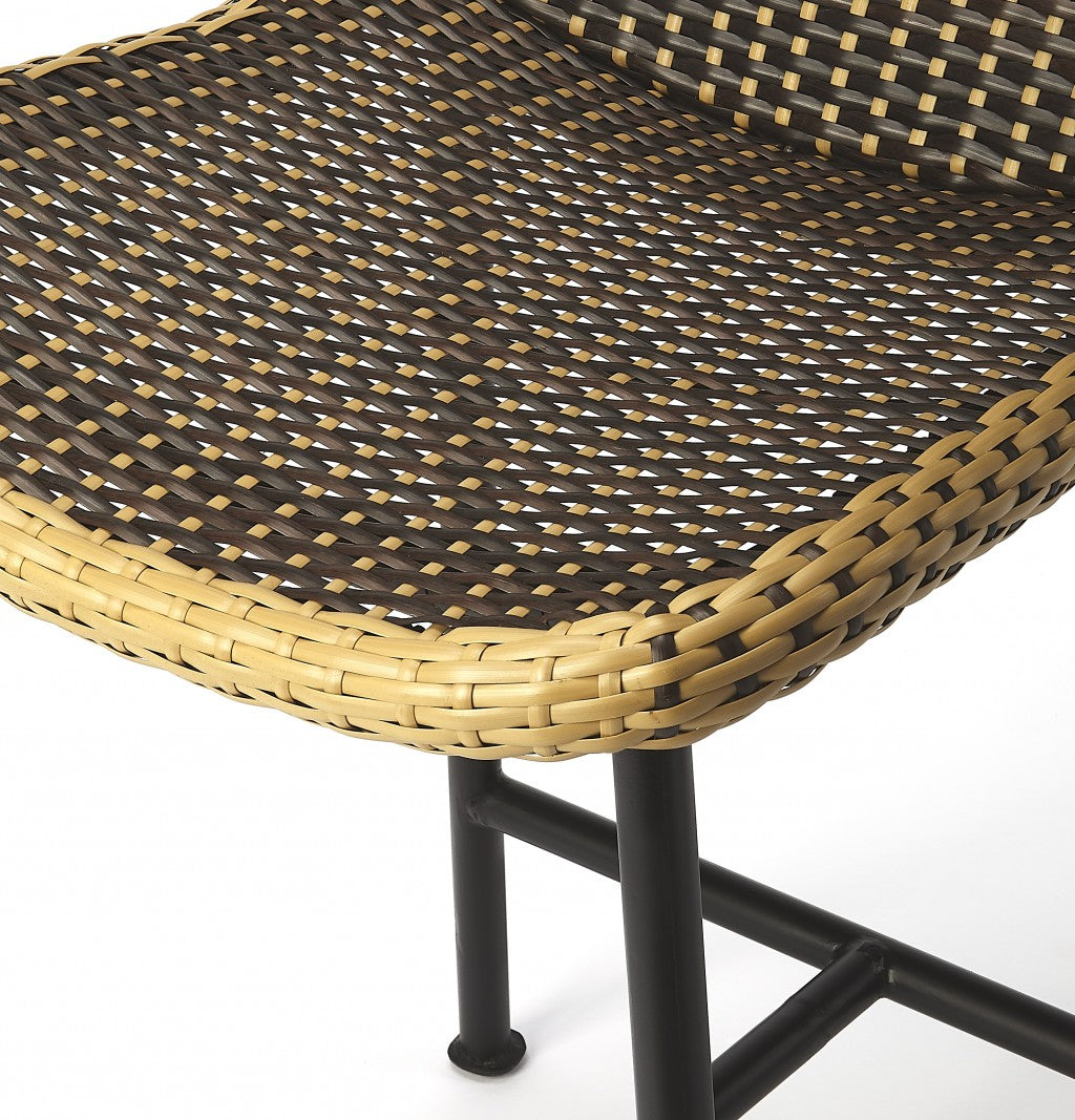 HomeRoots Dark Brown Rattan And Iron Pub Stool