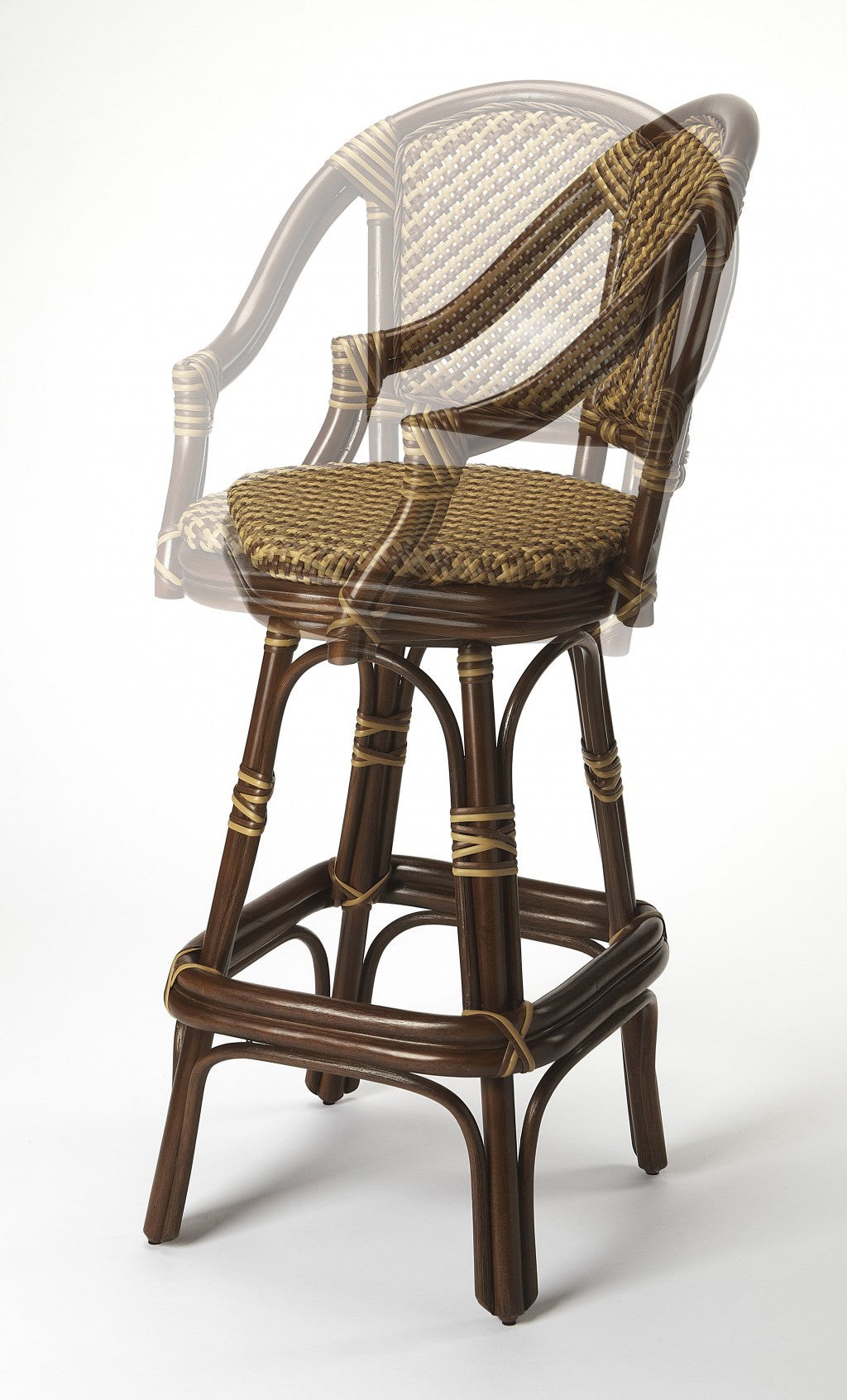 HomeRoots Dark Brown Rattan Bar Stool