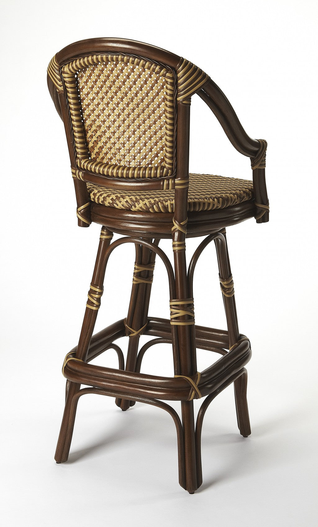 HomeRoots Dark Brown Rattan Bar Stool