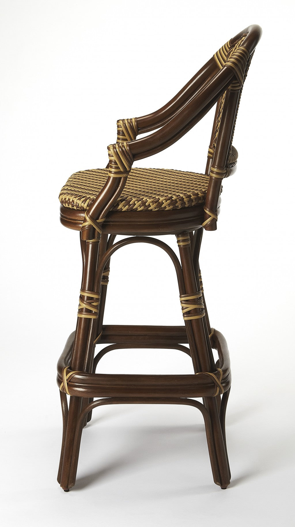 HomeRoots Dark Brown Rattan Bar Stool