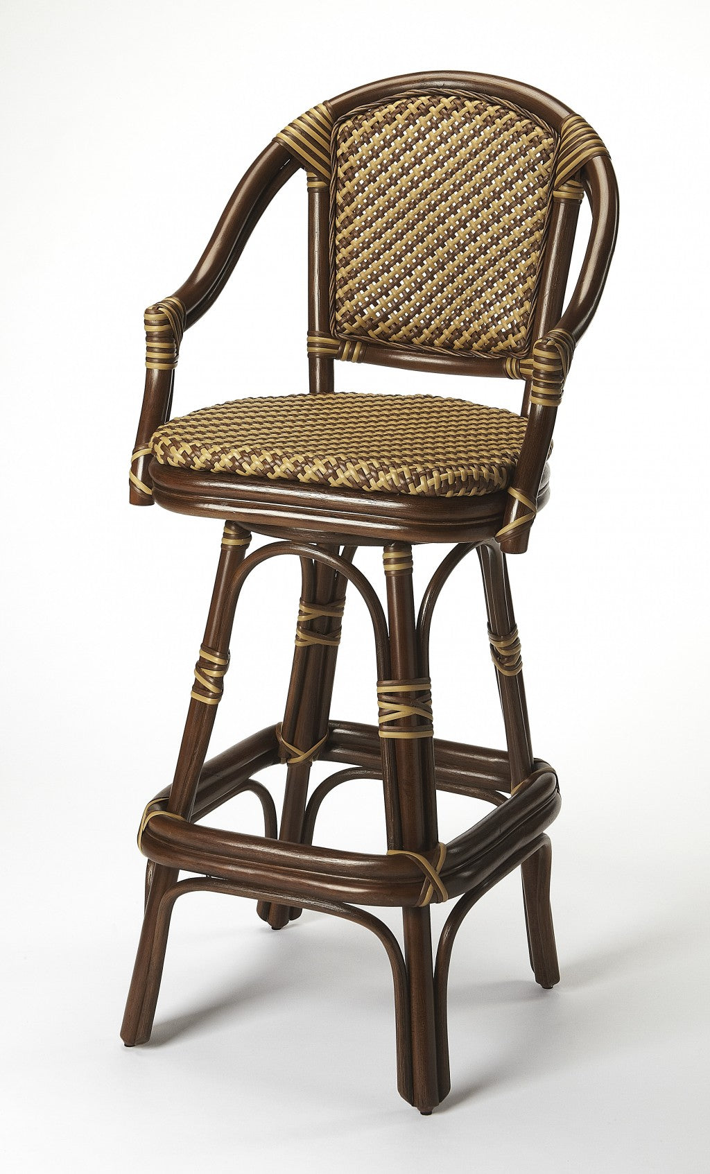 HomeRoots Dark Brown Rattan Bar Stool