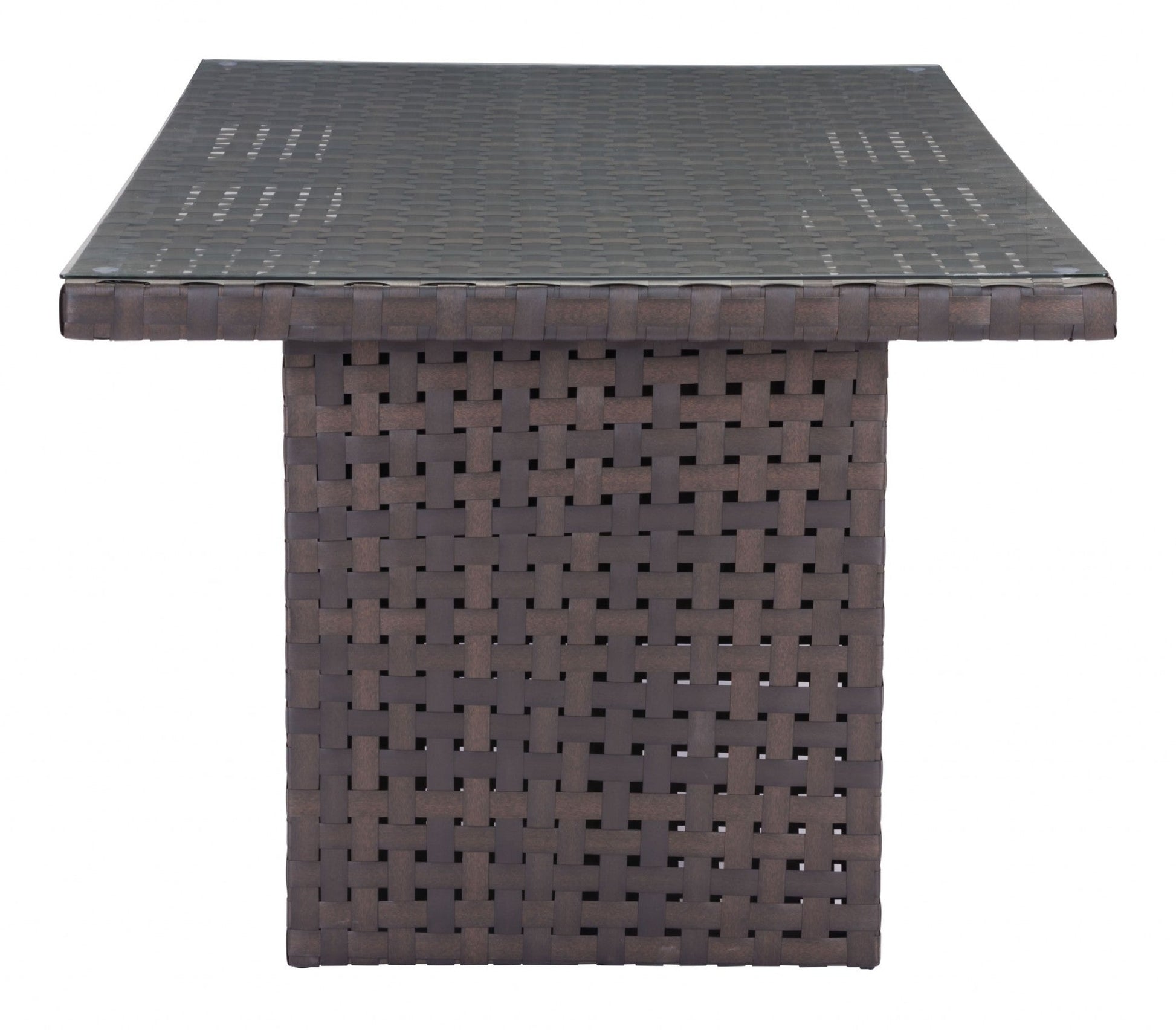 HomeRoots Dark Brown Woven Wicker Dining Table