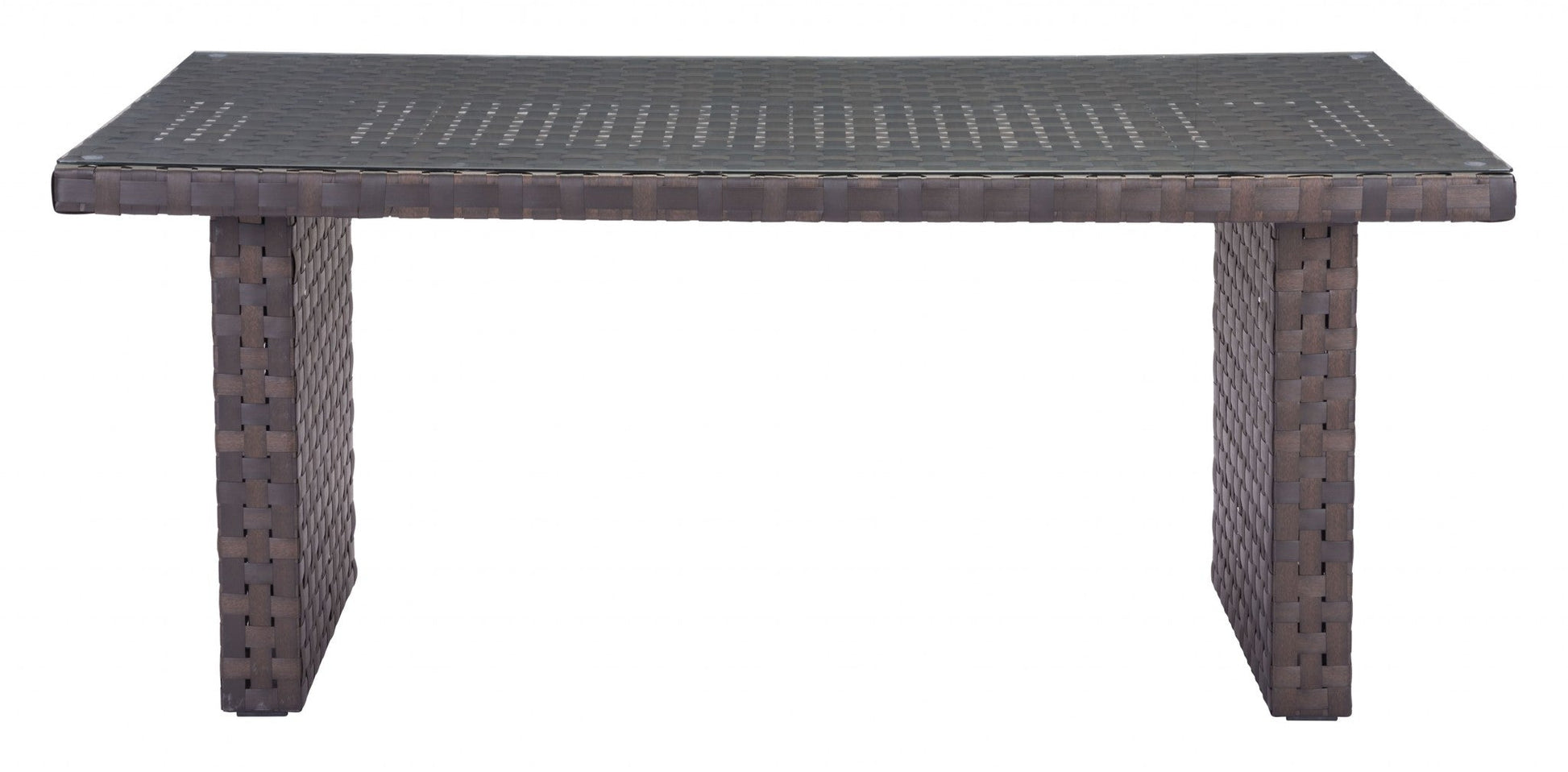 HomeRoots Dark Brown Woven Wicker Dining Table
