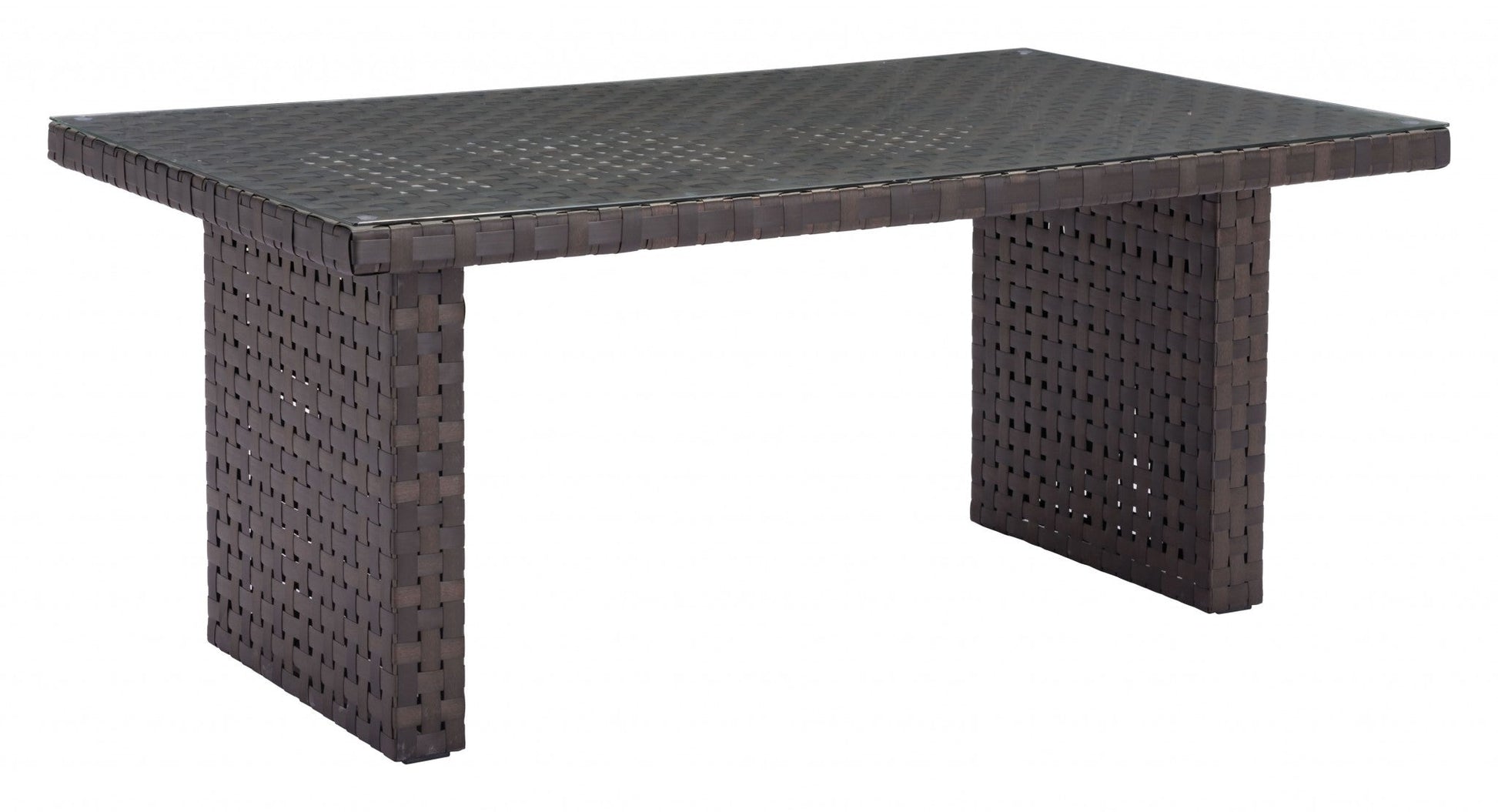 HomeRoots Dark Brown Woven Wicker Dining Table
