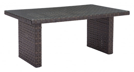 HomeRoots Dark Brown Woven Wicker Dining Table