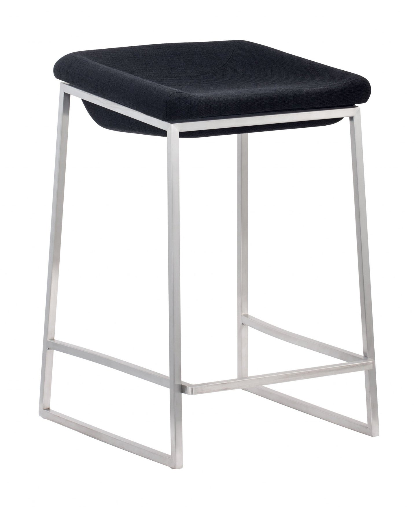 HomeRoots Dark Gray And Stainless Indented Counter Stools in Set of 2