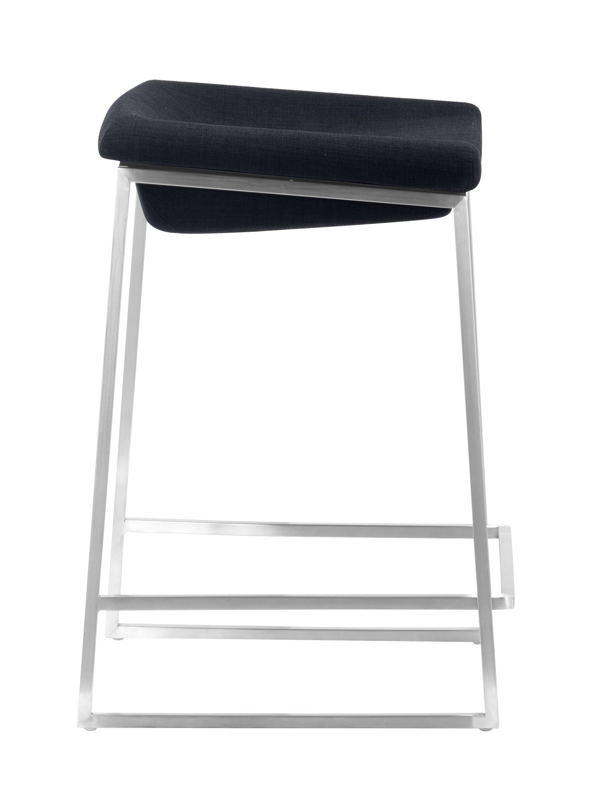 HomeRoots Dark Gray And Stainless Indented Counter Stools in Set of 2