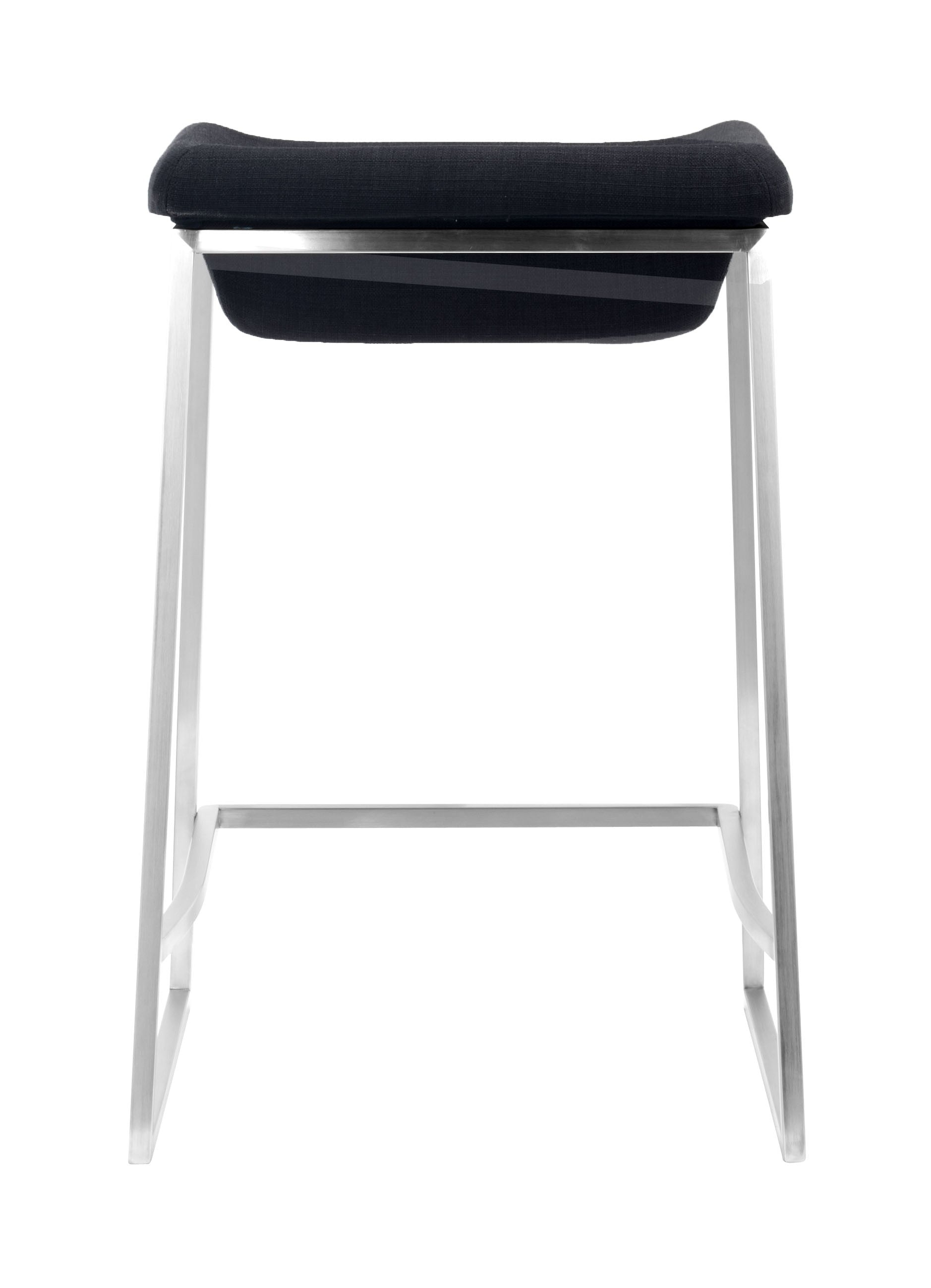 HomeRoots Dark Gray And Stainless Indented Counter Stools in Set of 2