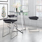 HomeRoots Dark Gray And Stainless Indented Counter Stools in Set of 2