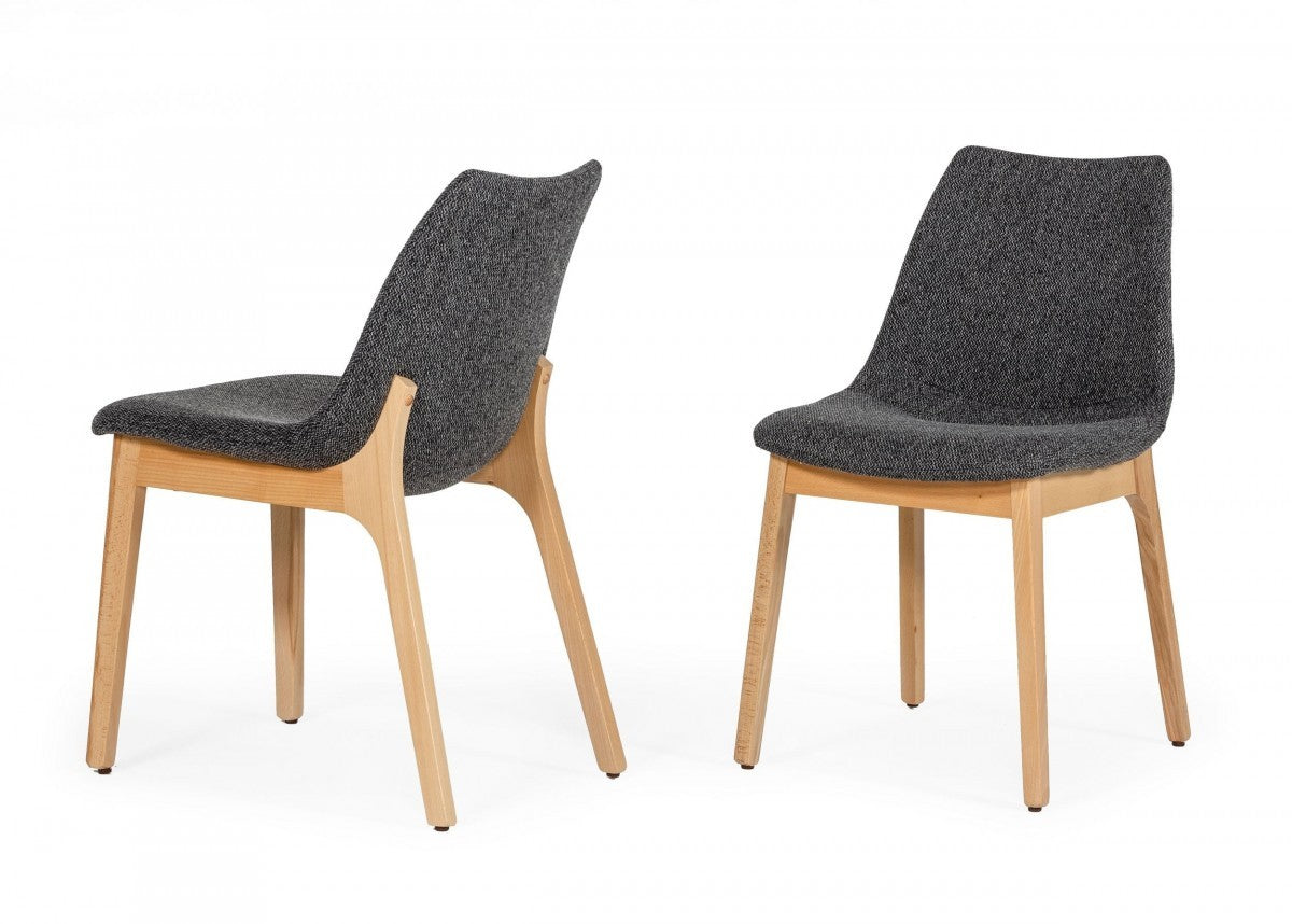 HomeRoots Dark Gray Fabric Dining Chairs in Set of 2