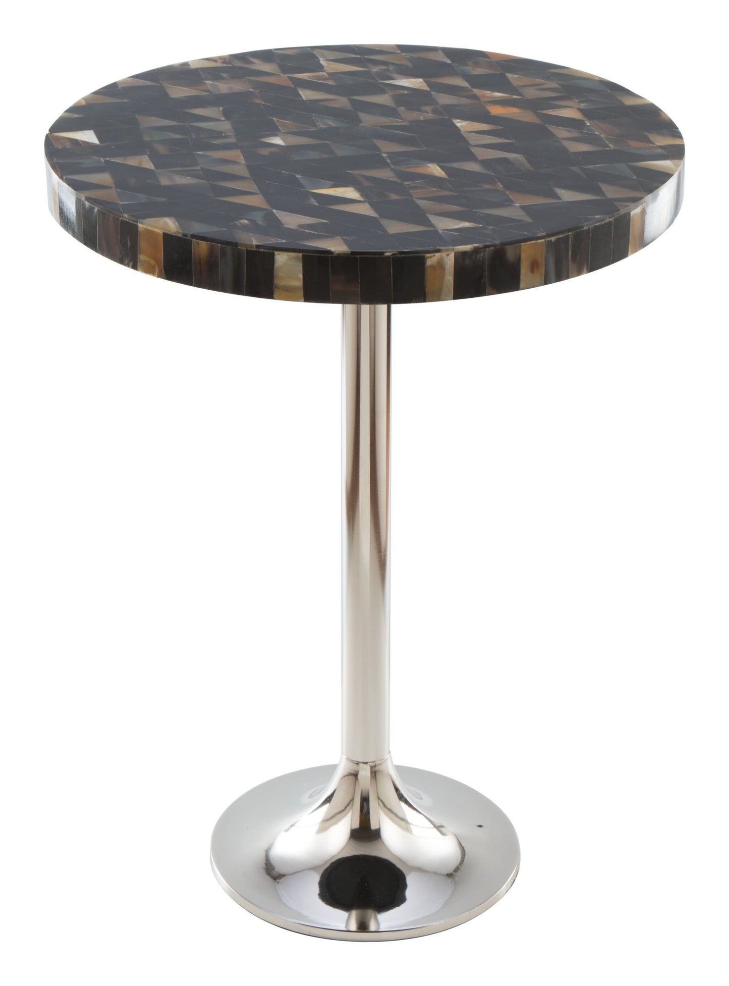 HomeRoots Dark Mother of Pearl Round Side Table