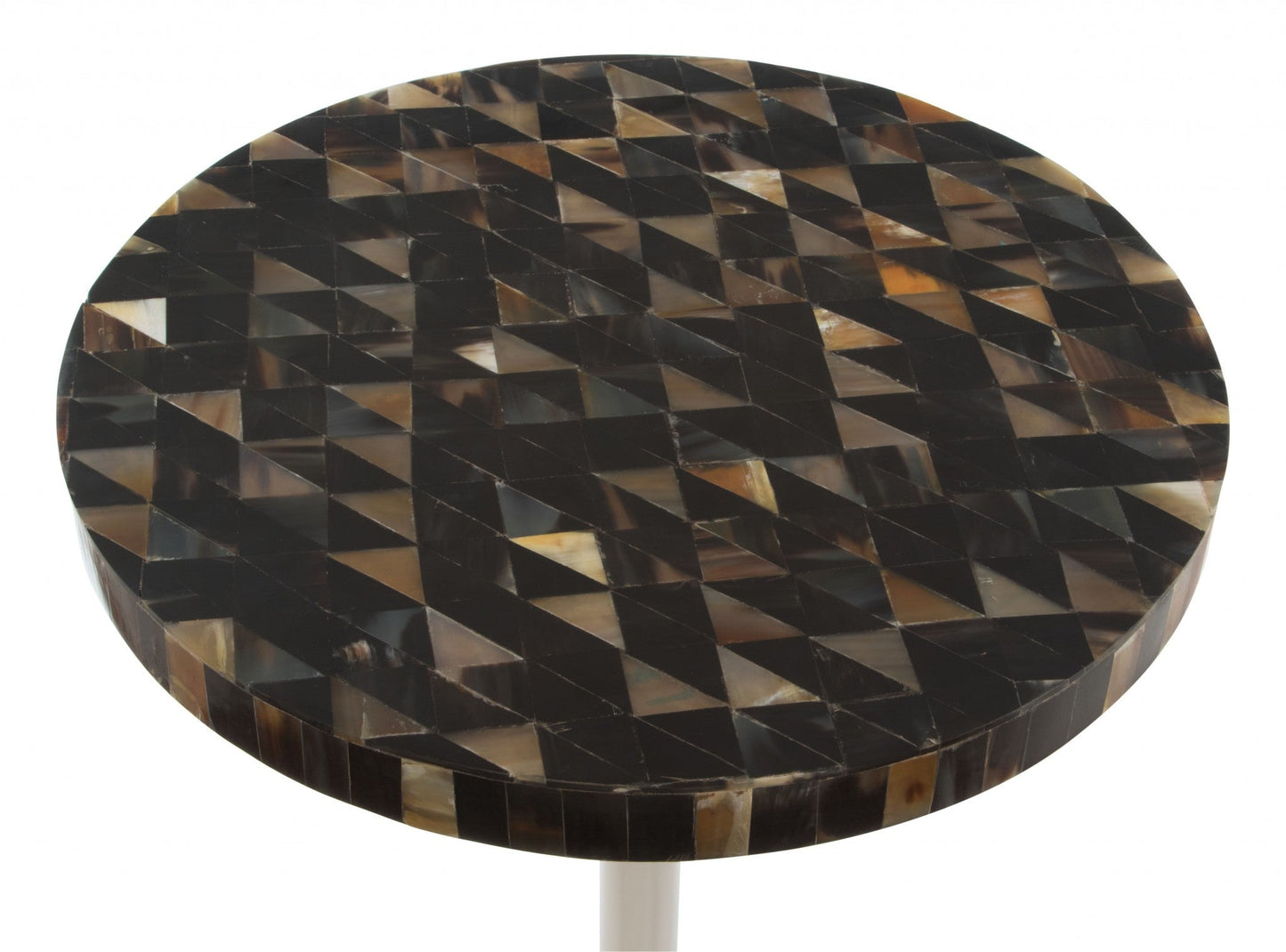 HomeRoots Dark Mother of Pearl Round Side Table