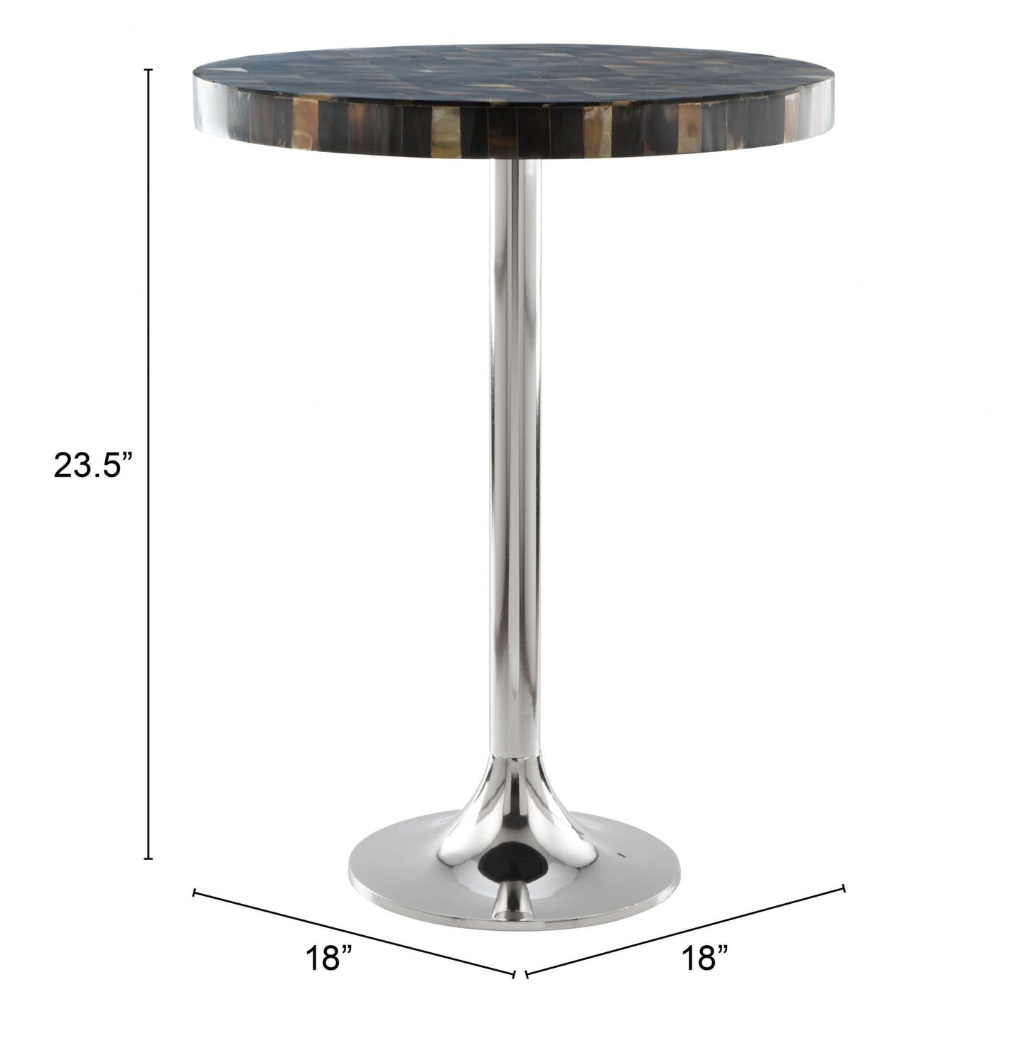 HomeRoots Dark Mother of Pearl Round Side Table