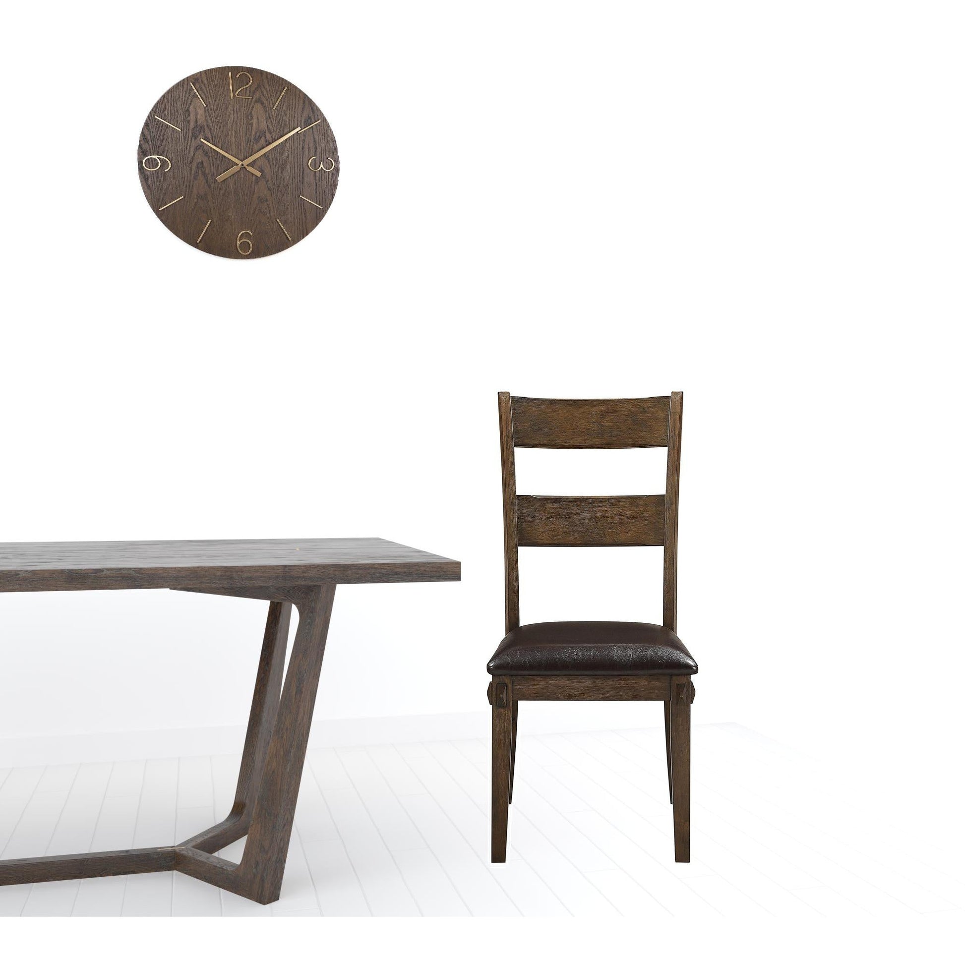 HomeRoots Dark Oak Ladder Back Dining Chairs in Set of Two