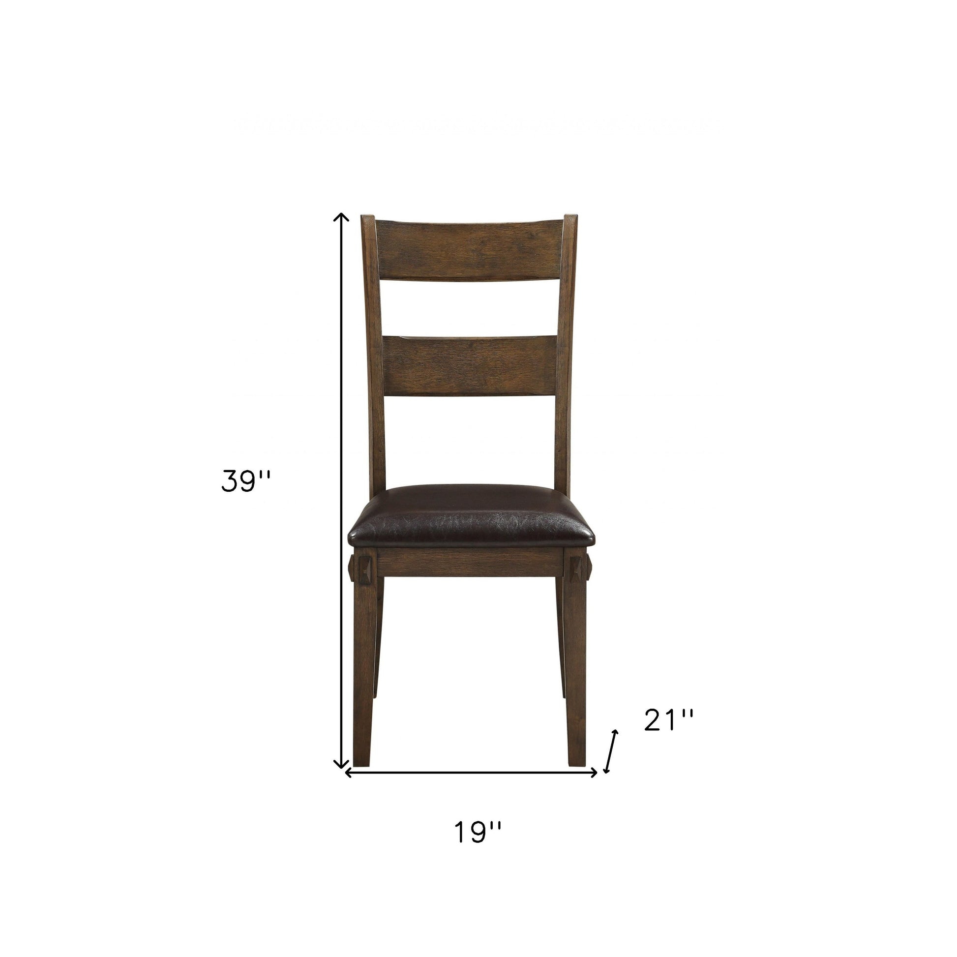 HomeRoots Dark Oak Ladder Back Dining Chairs in Set of Two