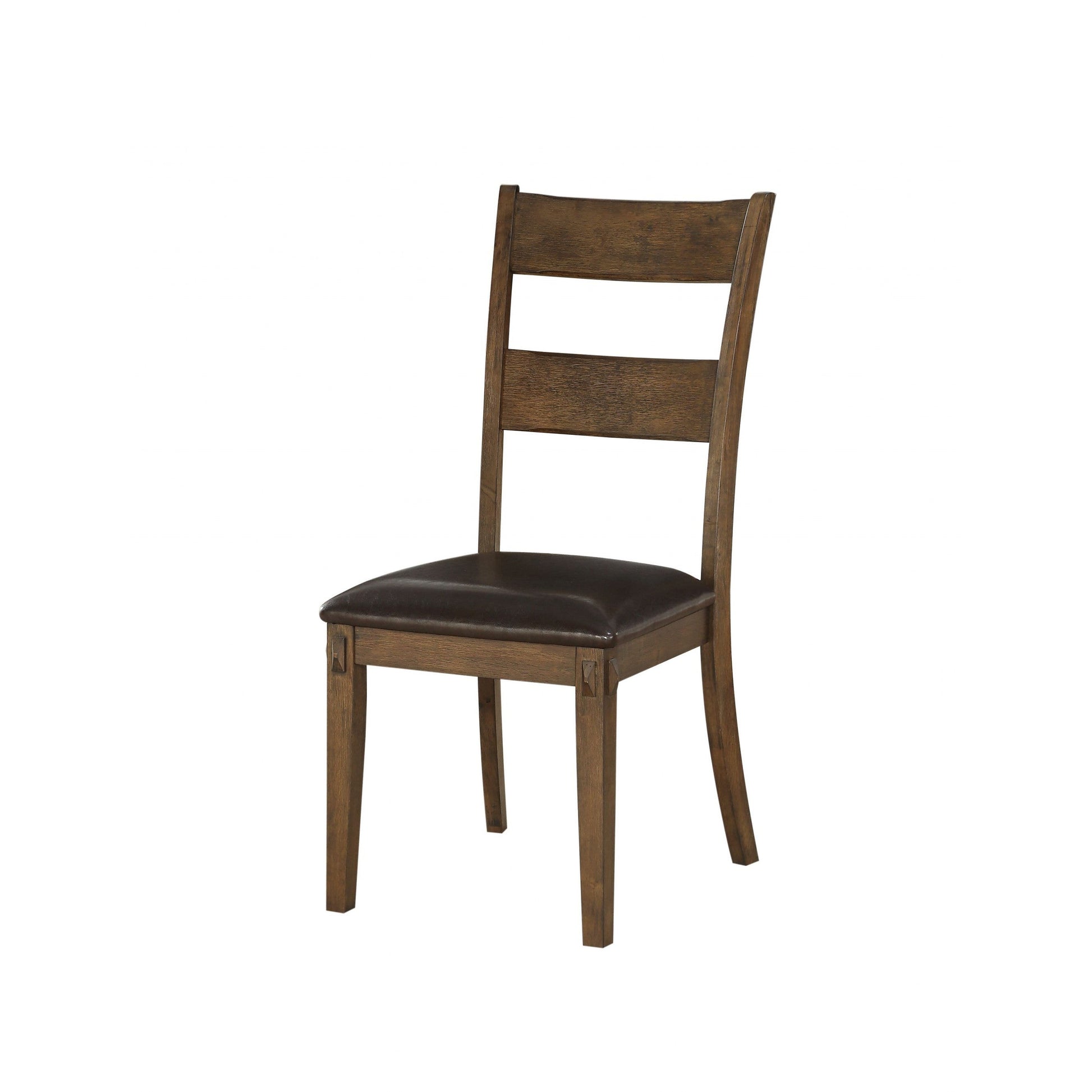 HomeRoots Dark Oak Ladder Back Dining Chairs in Set of Two