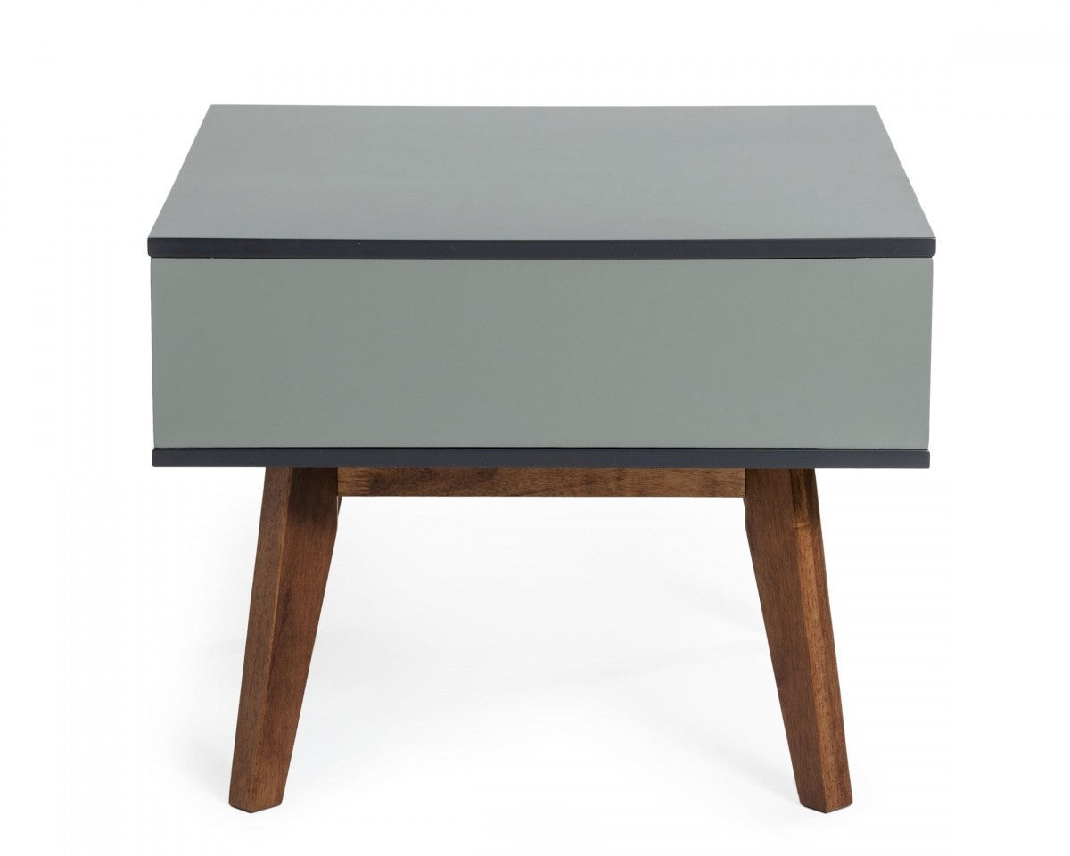 HomeRoots Dark Oak and Shades of Gray Open Rectangle End Table