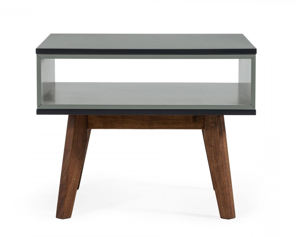 HomeRoots Dark Oak and Shades of Gray Open Rectangle End Table