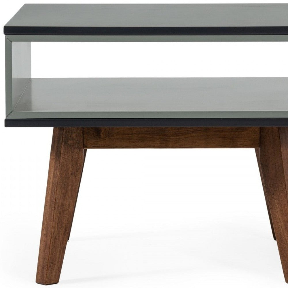 HomeRoots Dark Oak and Shades of Gray Open Rectangle End Table