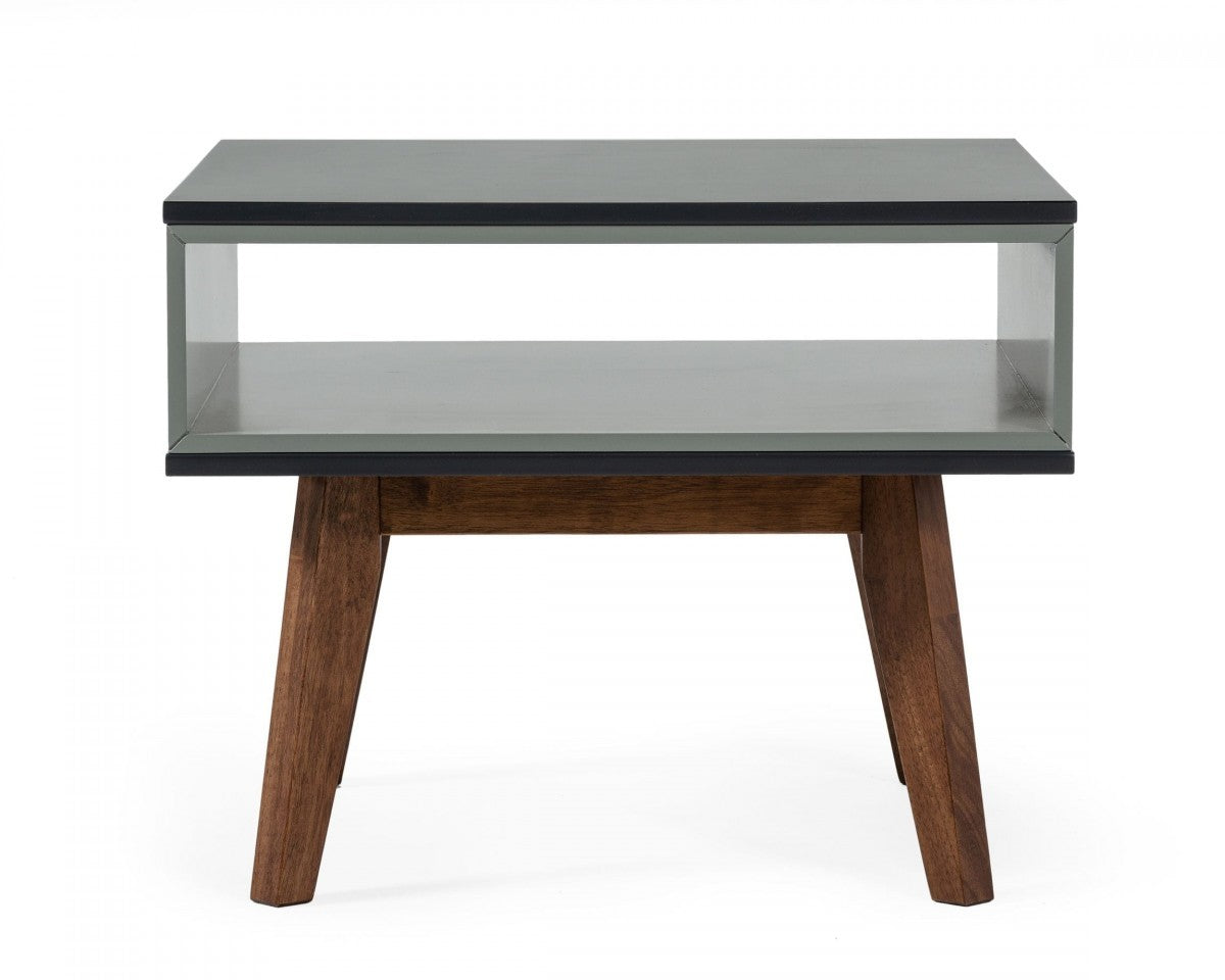 HomeRoots Dark Oak and Shades of Gray Open Rectangle End Table