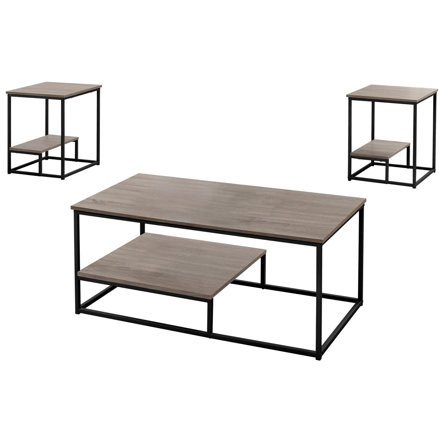 HomeRoots Dark Taupe Black Metal Table in Set of Three