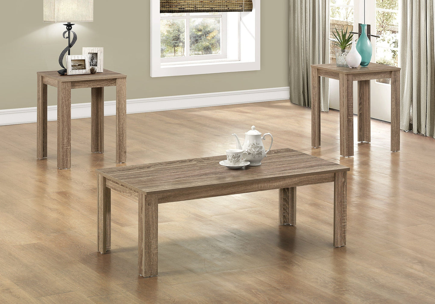 HomeRoots Dark Taupe Contemporary Table in Set of 3