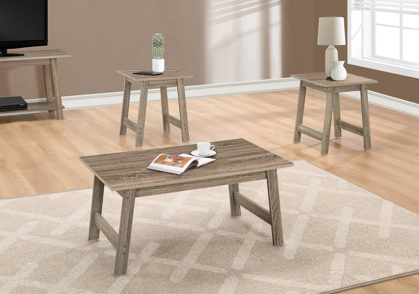 HomeRoots Dark Taupe Contemporary Table in Set of 3