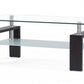HomeRoots Dark Walnut legs Coffee Table with Rectangular Clear Glass Top