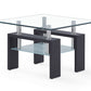 HomeRoots Dark Walnut Legs End Table With Rectangular Clear Glass Top